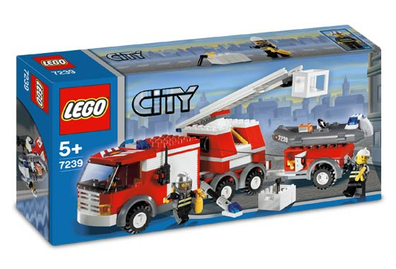 LEGO Set-Fire Truck-Town / City / Fire-7239-1-Creative Brick Builders